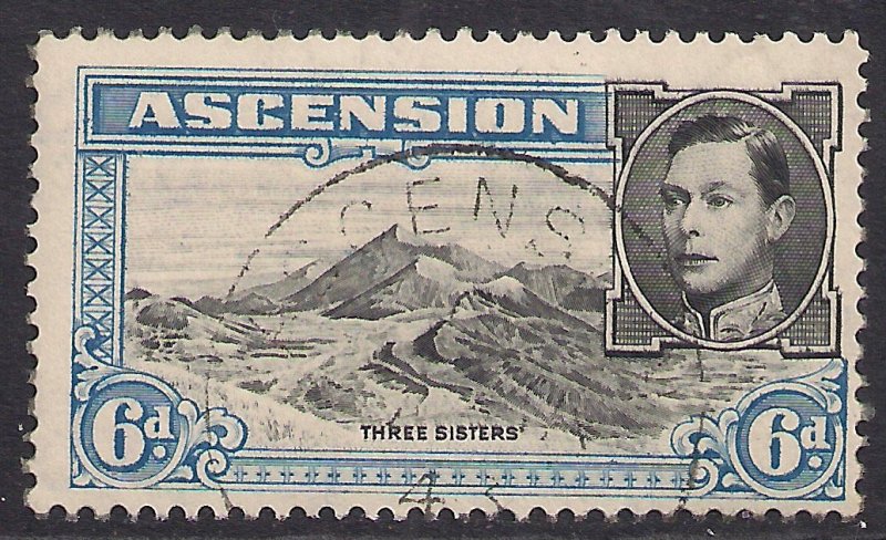 Ascension Island 1938 - 53 KGV1 6d Blue & Black used SG 43 ( C413 )