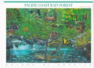 U.S.: Sc #3378, Pacific Coast Rain Forest 33c, Sheet of 10, MNH (3378)