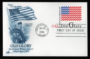 #UX199 Old Glory, Art Craft FDC **ANY 5=FREE SHIPPING**