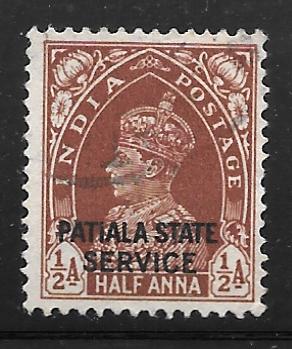 India Patiala O55: 1/2a George VI, used, F-VF