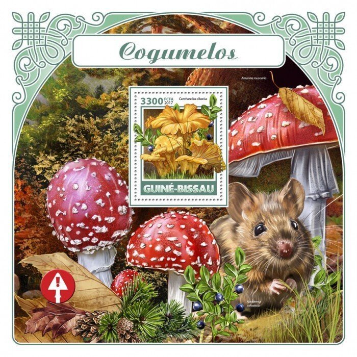 Guinea Bissau 2017 MUSHROOMS RODENT s/s Perforated Mint (NH)