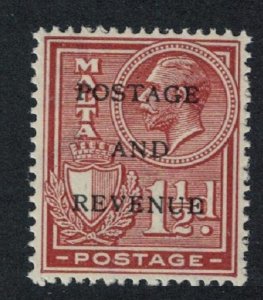 Malta George V 1½d Ovpt 'Postage and Revenue' 1928 MNH SG#178