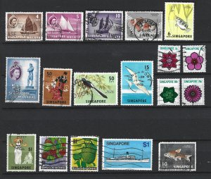 SINGAPORE Used Mini Lot of 18 Different Stamp 2019 CV = $9.25