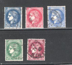 France #335-338, 340   F/VF, Used, Partial Set,  ......  2010311