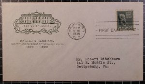 Scott 828 - 24 Cents Harrison - House Of Farnam FDC Typed Address  Planty 828-45