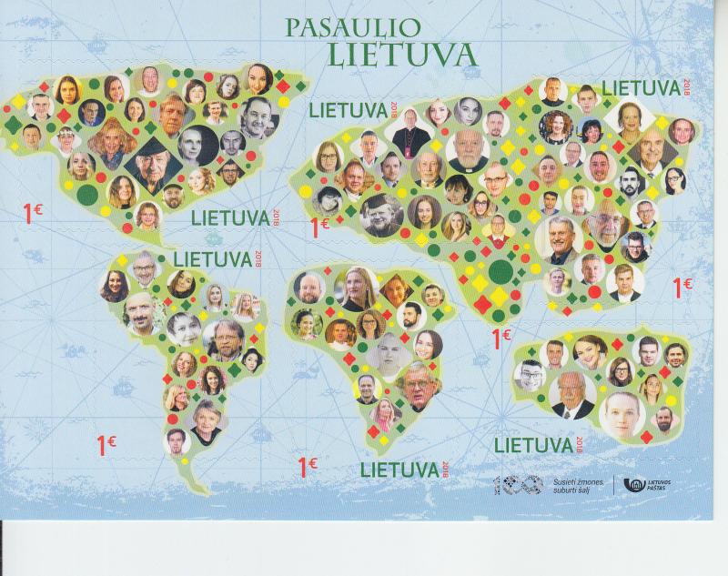 2018 Lithuania In the World SA MS6  (Scott 1130) MNH