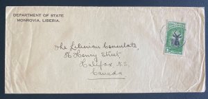 1935 Monrovia Liberia Department Of State Cover To Halifax Canada