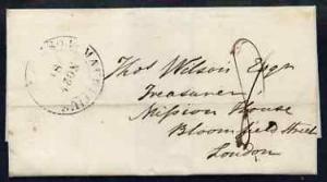 Mauritius 1842 pre-stamp entire to London dated 23 Nov 18...