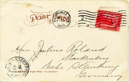 United States Pre 1920 Commemorative 2c Jamestown 1907 Milwaukee, Wis. PPC to...