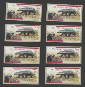 2014 Israel Honey Badger Set of 8 ATM Labels MNH #001