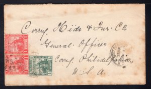 Trinidad 1911 to Corry, PA franked 1/2p gray green & 2 x 1p carmine Britannia