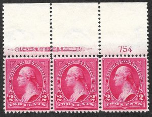 Doyle's_Stamps: Mh/MNH  1897 2c Imprint Strip w/Plate 754, #279Bf*/**