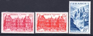 France 1948 Architecture Complete Mint MH Set SC 591-593