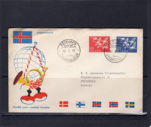 Iceland 1956 Sc# 298-9 Whooper Swan Bird/Norden  Reykjavik Set (2) FDC