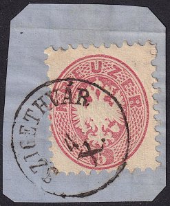 Austria - 1864 - Scott #24 - used on piece - SZIGETHVAR pmk Hungary