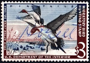 RW29 $3.00 Pintail Drakes Coming In For Landing Duck Stamp (1962) Signed