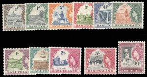 Basutoland #46-56 Cat$120, 1954 QEII, complete set, hinged