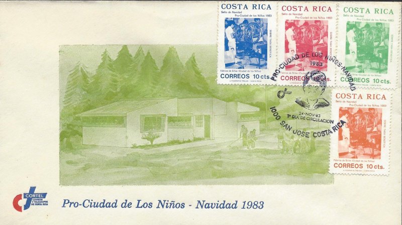 COSTA RICA WHEELCHAIR,PRO-CIUDAD de los NIÑOS,CHRISTMAS TAX Sc RA97-RA100 FDC