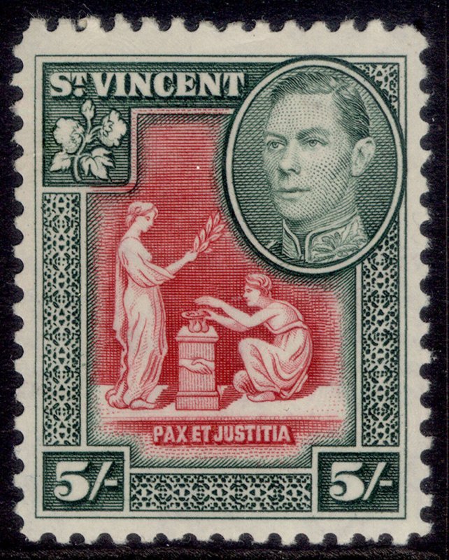 ST. VINCENT GVI SG158, 5s scarlet & deep-green, M MINT. Cat £20.