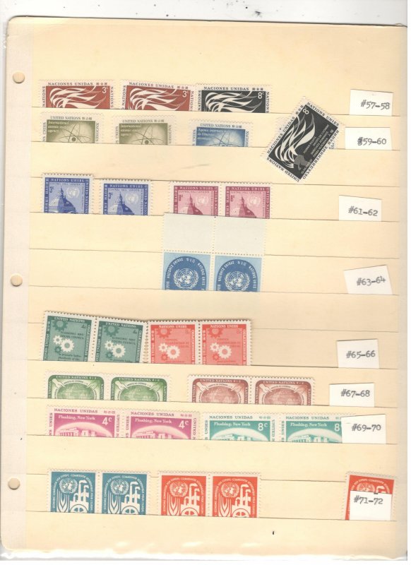 UNITED NATIONS COLLECTION ON STOCK SHEET, ALL MINT, MOSTLY MNH