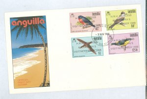 Anguilla 764-767 1988 Bird set of four overcharged for Princess Alexandra's visit on an unaddressed cachet first day cover