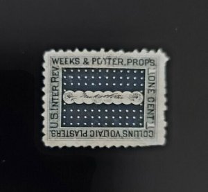 RS259d 1c U.S. Internal Revenue Weeks & Potter Revenue Stamp, used, Black, Fault