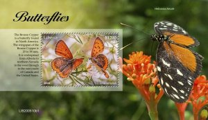 Liberia Butterflies Stamps 2020 MNH Bronze Copper Butterfly Insects 1v S/S I