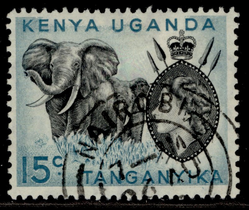 KENYA UGANDA TANGANYIKA QEII SG169a, 15c black & light blue, FINE USED. 