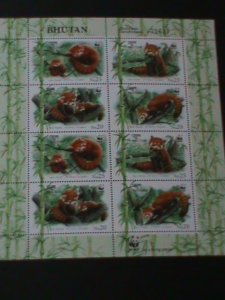 ​BHUTAN- WWF WORLD WILDLIFE FUND-LOVELY RED PANDAS-MNH SHEET-VERY FINE