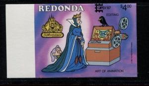 REDONDA 1987 RARE Disney Imperf Stamp - Snow White Evil Queen / Few Exist -S8109