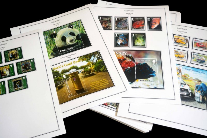 COLOR PRINTED GB GUERNSEY 2011-2020 STAMP ALBUM PAGES (67 illustrated pages)