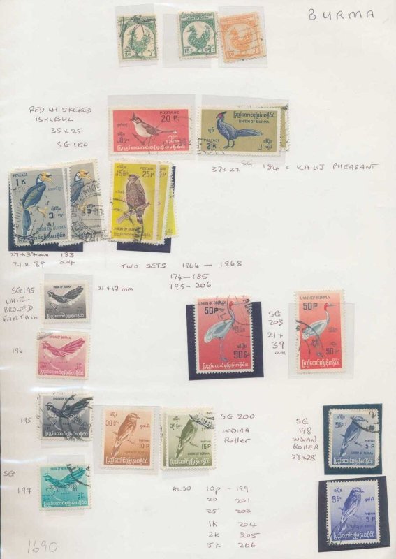 British North Borneo Bulgaria Burma Burundi BIRDS MNH MH Used (Apx 70)PK699