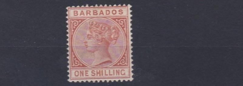 BARBADOS  1886   SG  102   1/-   CHESTNUT    MH   