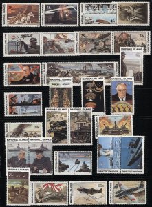 Marshall Islands 1989-1995 Sc 239//520  WWII Series MNH VF - 97 Different