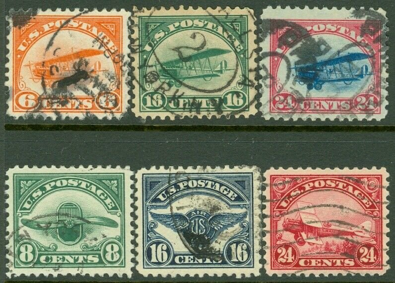 EDW1949SELL : USA 1918-23 Scott #C1-C6 VF-XF, Used. Choice set. Catalog $155.00.