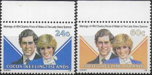 1981 Cocos Islands H.R.H. Charles and Lady Diana 2v. MNH SG n. 70/71