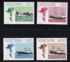 Faroe Islands  #24-27  MNH  1977   fishing vessels