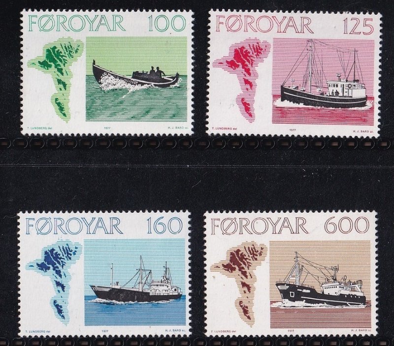 Faroe Islands  #24-27  MNH  1977   fishing vessels