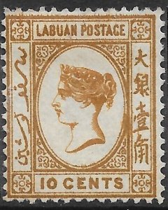 LABUAN SG43a 1893 10c SEPIA-BROWN MTD MINT