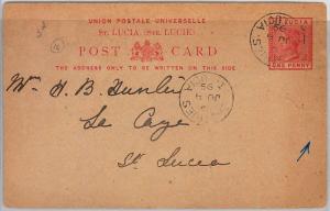 39772 ST LUCIA - POSTAL HISTORY - POSTAL STATIONERY CARD: 1 p VICTORIA  1899