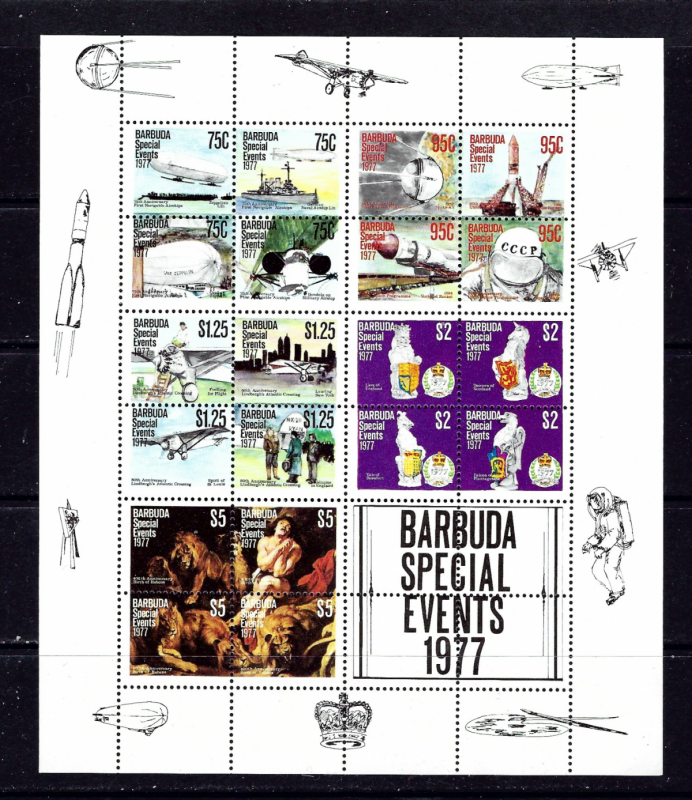 Barbuda 322a NH 1977 Anniversaries Min. Sheet