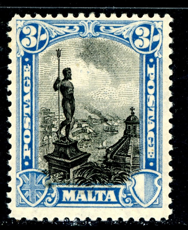 Malta 1926 British KGV 3' Blue & Black Scott #145 MNH U473