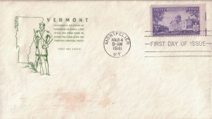 1941 FDC, #903, 3c Vermont Statehood, House of Farnam