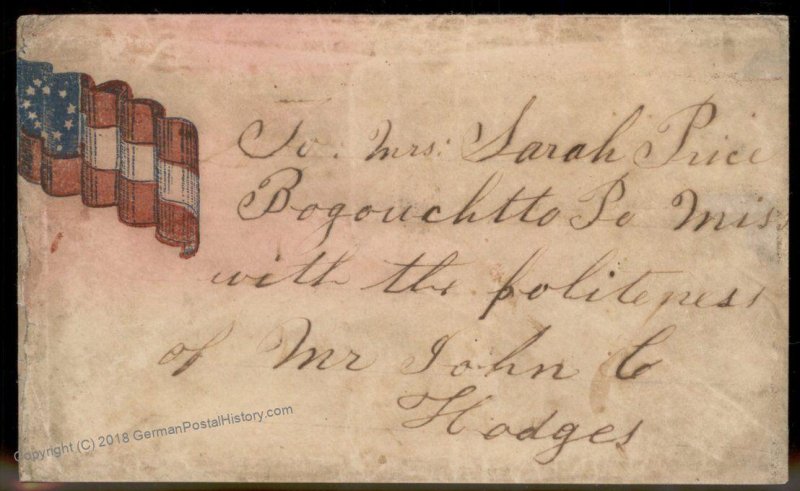 CSA Civil War Confederate Patriotic Cover Used Unfranked 92890