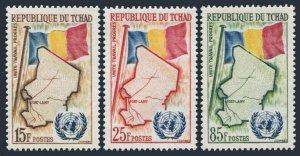 Chad 67-69, MNH. Michel 66-68. Admission to UN, 1961. Map, Flag.