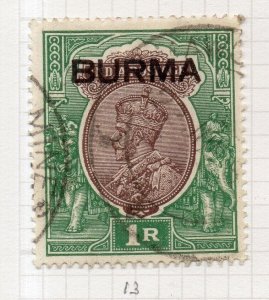 Burma 1937 GV Issue Fine Used 1R. Optd NW-203299