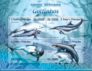 St Thomas - Dolphins - 4 Stamp Sheet - ST13216a