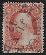 U.S. #26A Used; 3c Washington - Dull red Type IV (1857)