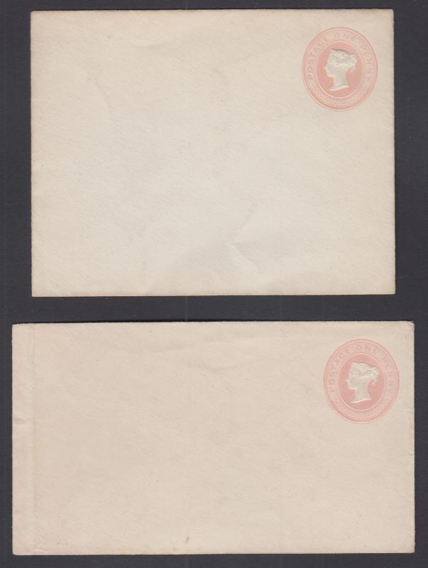 Great Britain H&G B9f, B9h mint 1881 1p Queen Victoria Envelopes, 2 different