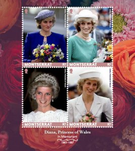 Montserrat 2017 - Princess Diana 20 Years in Memoriam - Sheet of 4 Stamps - MNH